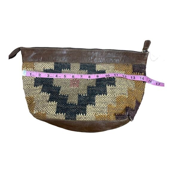 NWT Passport To India Brown Woven Tapestry Leather Pouch Bag Bohemian Clutch - Picture 3 of 6